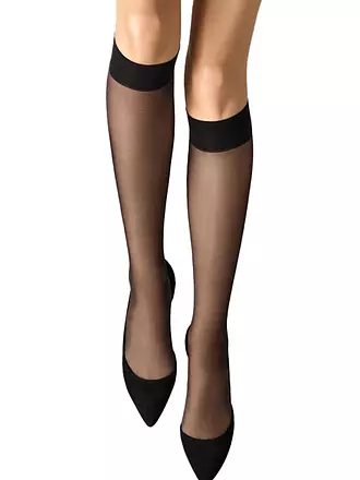 WOLFORD | Calcetines hasta la rodilla Satin Touch 20 den Gobi | schwarz